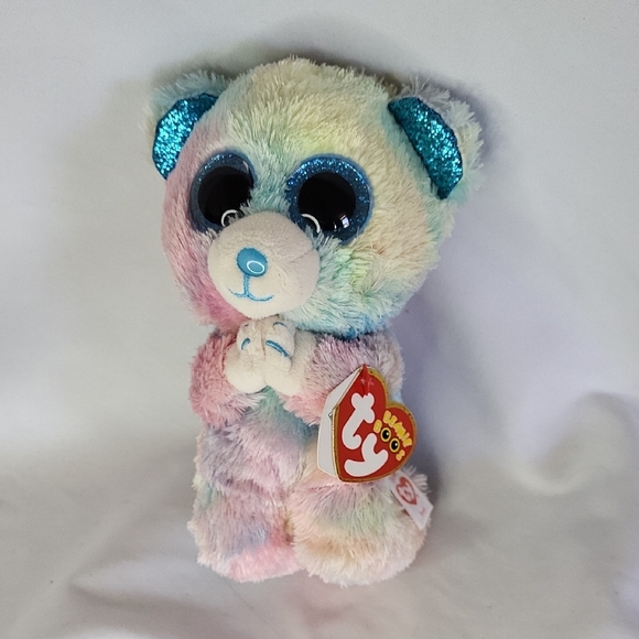Ty Beanie Boo Hope Pastel Bear with Blue Accents - Picture 1 of 9
